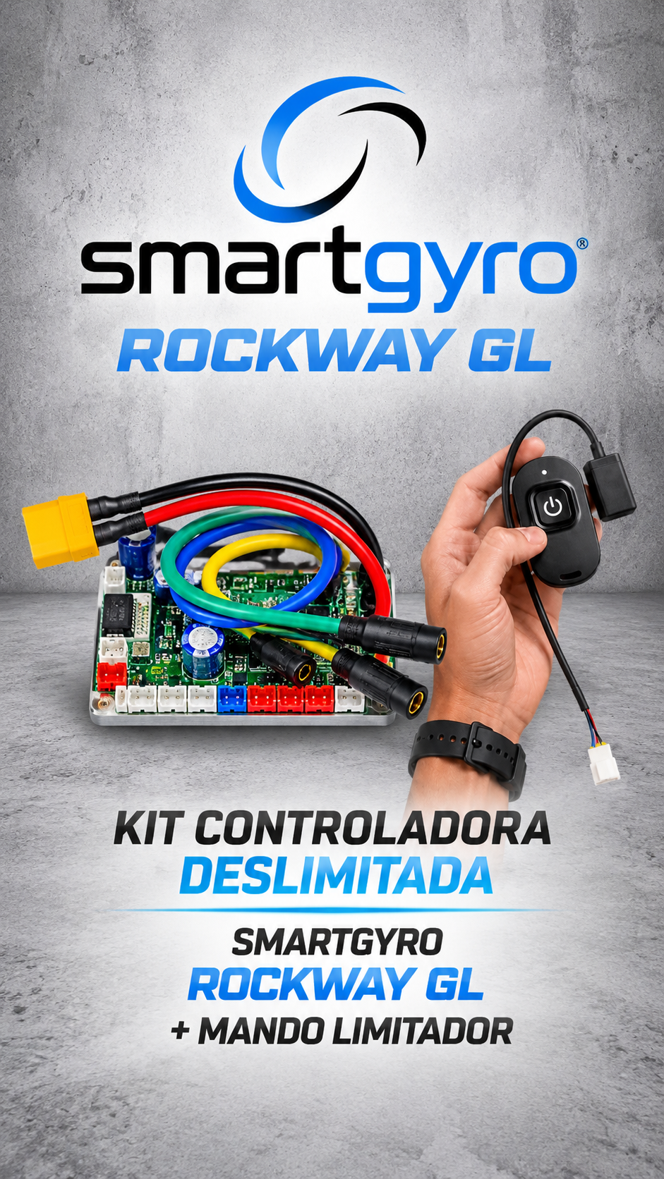 Kit controladora deslimitada Smartgyro Rockway GL + Mando limitador ⚡️