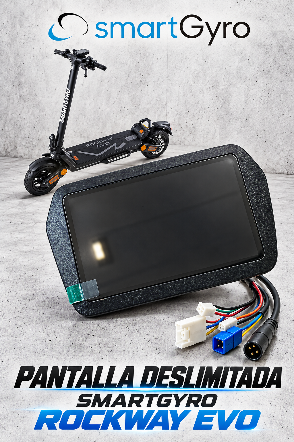 Pantalla deslimitada Smartgyro Rockway Evo. Hasta 50km (circuitos cerrados)